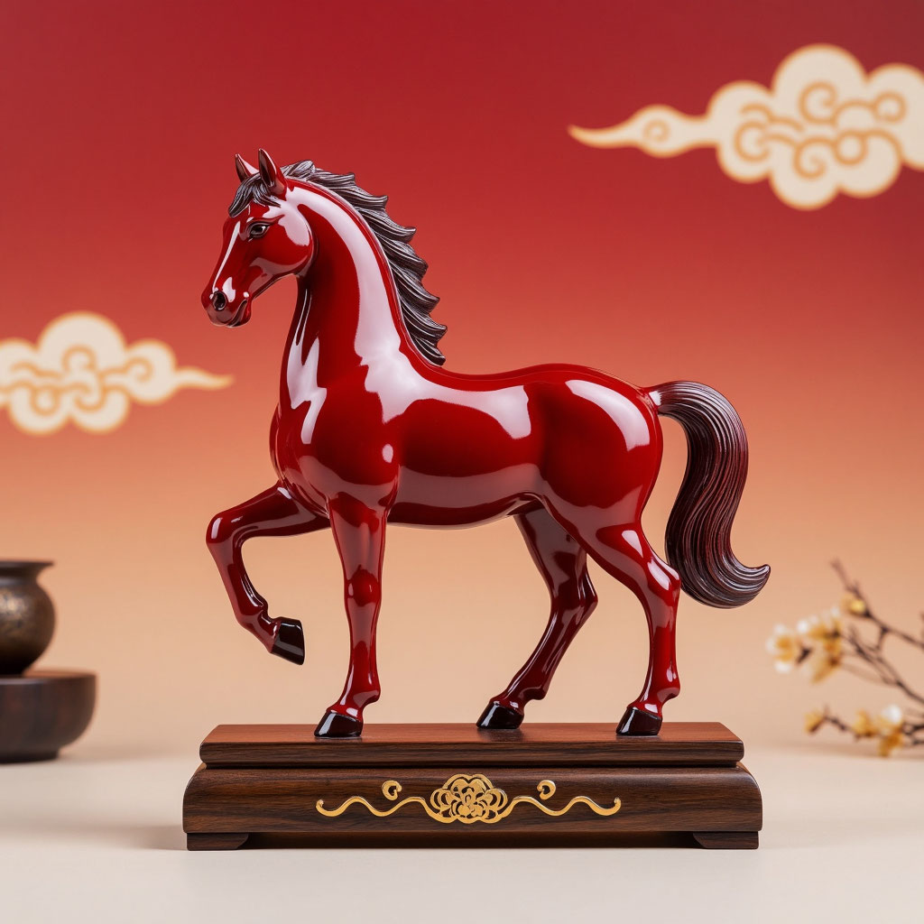 Скульптура Красной Огненной Лошади — символ 2026 года по китайскому календарю