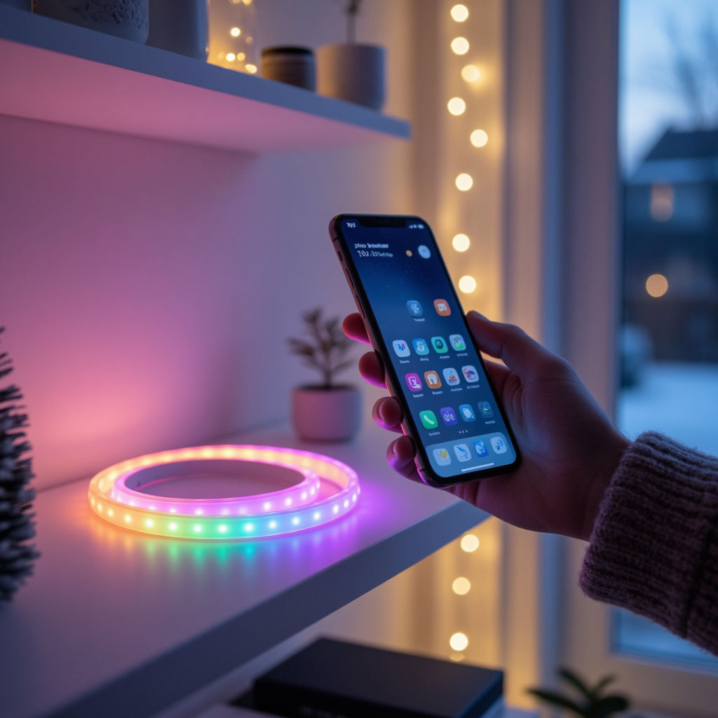 Умный дом и Новый год: управление цветом праздничной подсветки со смартфона для создания волшебной атмосферы.